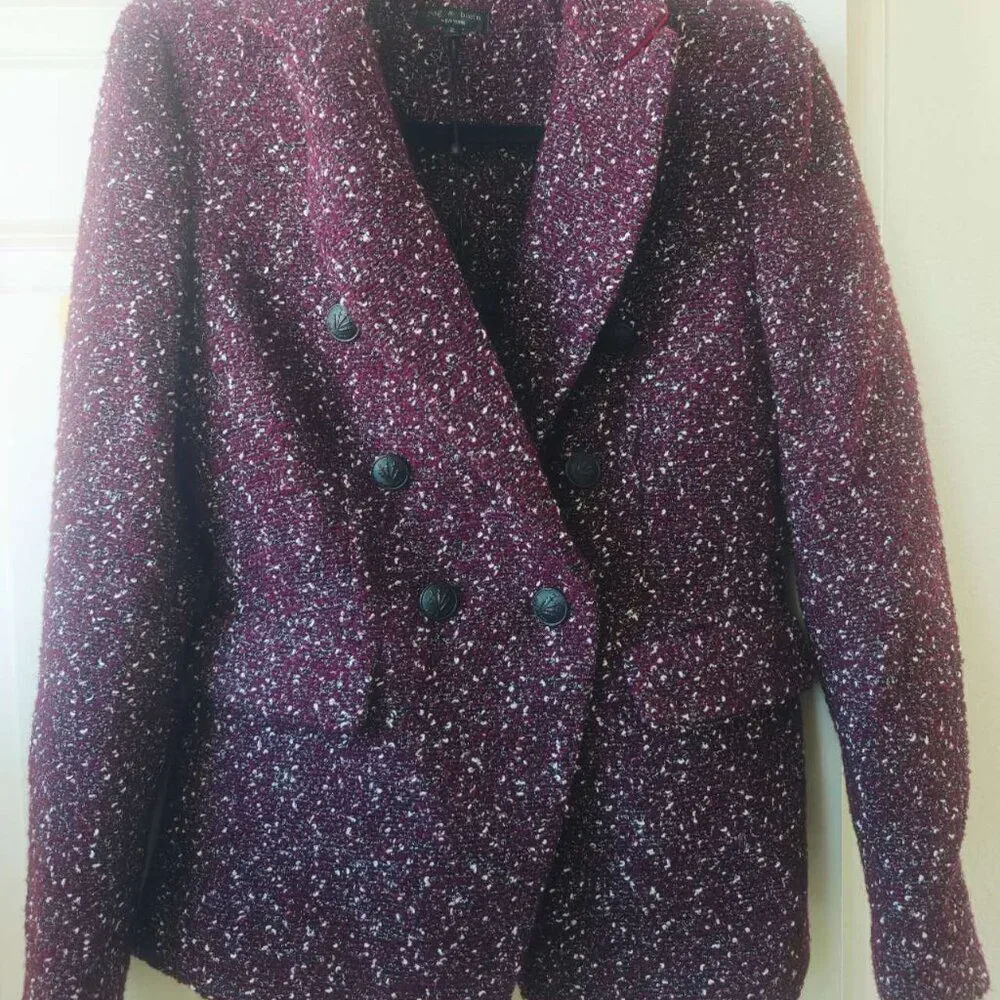 NWT rag & bone Valerie Wool Tweed Blazer Burgundy - Picture 7 of 9